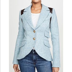 Smythe Rifle Patch Equestrian Blazer—powder blue